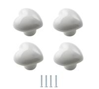 Perillas Cerámica 4 Pomos De Cerámica Con Forma De Corazón Para Armario Infantil Pasamanos Puertas De Armario Ganchos Para Cajones Color Blanco Y Gris