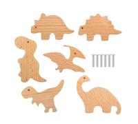 - Perillas de cajón de animales, pomos de cajones de animales | Tiradores de cajones decorativos de dinosaurios de 6 piezas para niños, pomos de madera únicos, tiernos tiradores decorativos de