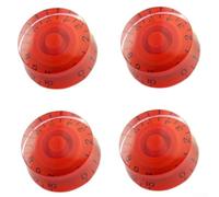 Perillas de control de guitarra eléctrica Lp Vintage Top Hat Volume Tone Knob Clear Center Design Plastic Replacement Parts Black Color 4 Pieces Set (rojo)