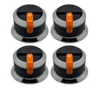 Perillas de control de parrilla de barbacoa de 58 mm de diámetro, piezas de repuesto de plástico con anillos decorativos para estufas, hornos, paquete de 4 (gris + naranja)