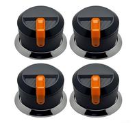 Perillas de control de parrilla de barbacoa de 58 mm de diámetro, piezas de repuesto de plástico con anillos decorativos para estufas, hornos, paquete de 4 (negro + naranja)