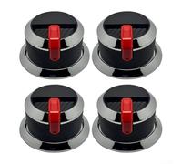Perillas de control de parrilla de barbacoa de 58 mm de diámetro, piezas de repuesto de plástico con anillos decorativos para estufas, hornos, paquete de 4 (rojo)