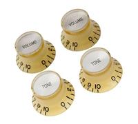 Perillas De Control De Volumen Y Tono De Tapa Superior Profesional De 24 Dientes Adecuadas Para Guitarras Eléctricas 2T2V perillas De Guitarra(Cream w Silver)