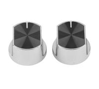 Perillas de Control para Estufa de Gas, Metal, Plateado y Negro, 36mm, Agujero 8x6mm, Ángulo 45°, Fácil Instalación, 2 Unidades
