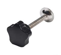 Perillas de estrella M8 de 60 mm, tornillo de sujeción de rosca, perilla de apriete manual hecha de acero galvanizado 45# para resistencia al desgaste, negro, paquete (A)