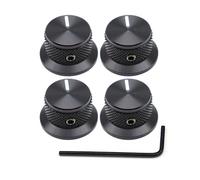 Perillas de guitarra de aluminio, 8 pomos de potenciómetro, perilla de control de sombrero superior para guitarra/bajo/amplificador/preamplificadores con indicador (negro)