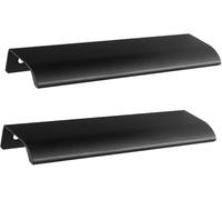 Perillas de puerta aleación aluminio, manija cocina for armario, tirador borde dedo, manijas ocultas, gabinete, negro, 2 piezas(Overall length 1200mm)
