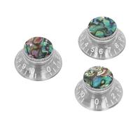 Perillas de sombrero de spline acrílico transparente con piezas de reemplazo de control de tono de volumen de carácter blanco para guitarra eléctrica de Les Paul 3pcs