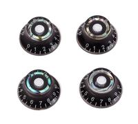 Perillas Redondas de Abulón para Guitarra Eléctrica, 4 Piezas Gd47 | Acrílico Negro, Estilo Delicado y Fácil Instalación, Repuesto para Mandos de Velocidad, Tono y Volumen