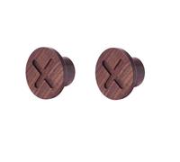 Perillas redondas de madera for cajones for gabinete, armario, cocina | Manija de tornillo de fácil instalación, perilla de haya, nogal negro, 2 uds.(Black Walnut,Cross)