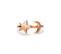 PERIMADE Anillo de ansiedad chapado en oro de 18 quilates para mujer, anillo giratorio hipoalergénico de plata de ley 925 con diseño de estrella de luna, anillo de anillo abierto apilable para, Plata
