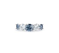 PERIMADE - Anillo de cóctel de moissanita para mujer, anillo de declaración de moissanita de cinco piedras, hipoalergénico de plata de ley 925, con piedras preciosas, banda de eternidad, moda para