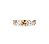 PERIMADE - Anillo de cóctel de moissanita para mujer, anillo de declaración de moissanita de cinco piedras, hipoalergénico de plata de ley 925, con piedras preciosas, banda de eternidad, moda para