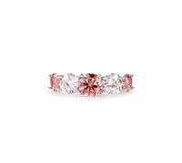 PERIMADE Anillo de cóctel de moissanita para mujer, anillo de declaración de moissanita de cinco piedras, hipoalergénico, plata de ley 925 maciza, anillo de eternidad, joyería de moda, vacaciones