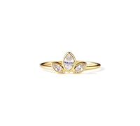 PERIMADE Anillo de plata de ley 925 con diseño de trébol para mujer, chapado en oro de 18 quilates, circonita cúbica de tres hojas, anillo apilable, hipoalergénico, no se deslustra, joyería de