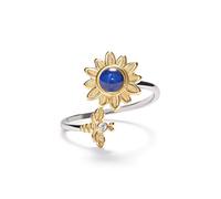 PERIMADE Anillo de proyección de imagen personalizado, anillo de girasol con foto conmemorativa personalizada para mujer, texto personalizado y amor en 100 idiomas, anillo apilable de abeja de