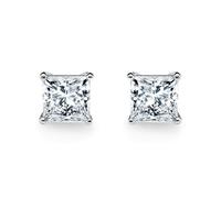 PERIMADE - arete de tuerca de moissanita de corte princesa de 1,2 quilates, 2,0 quilates, 4,0 quilates, color D, certificado VVS1 para mujer, diseño clásico de moissanita de plata de ley 925, chapados