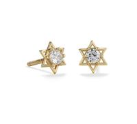 PERIMADE - Aretes de plata de ley 925 con estrella de David para mujeres y hombres, chapados en oro de 18 quilates, aretes hexagonales de circonita cúbica delicada, joyería hipoalergénica, regalo de