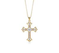 PERIMADE Collar con colgante de cruz de moissanita para mujer, plata de ley 925, collar de bautismo cristiano de moissanita, regalo de aniversario vintage, joyería de amistad, color D, certificado