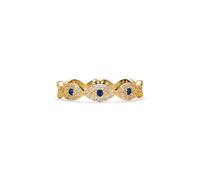 PERIMADE Delicado anillo de oro contra el mal de ojo para mujer, chapado en oro de 18 quilates, circonita cúbica, ojo azul nazar, anillo de eternidad, no se deslustra, apilable, joyería de cumpleaños