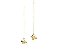 PERIMADE Pendientes colgantes de mariposa para mujer, chapados en oro de 18 quilates, plata de ley 925 con cadena larga, aretes minimalistas de aniversario, boda, aniversario, joyería, regalo de oro