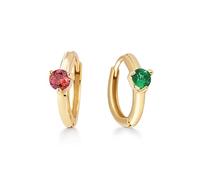 PERIMADE Pendientes de aro personalizados con piedra natal de mayo para mujer, delicados aretes de aro de plata de ley 925 que no se deslustran, aretes de aro personalizados con piedra natal de