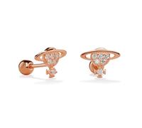 PERIMADE Pendientes de tuerca chapados en oro de 18 quilates con diseño de planeta Saturno, plata de ley 925 maciza, luna, estrella, cruz, para mujer, delicados aretes celestiales, hipoalergénicos