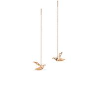 PERIMADE Pendientes de tuerca de plata de ley 925 con diseño de grulla de origami, aretes colgantes japoneses Orizuru para mujer, chapados en oro de 18 quilates, circonita cúbica, grulla de papel