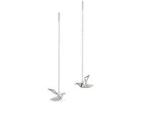 PERIMADE Pendientes de tuerca de plata de ley 925 con diseño de grulla de origami, aretes colgantes japoneses Orizuru para mujer, chapados en oro de 18 quilates, circonita cúbica, grulla de papel