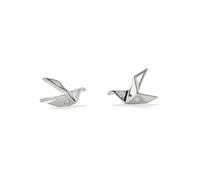 PERIMADE Pendientes de tuerca de plata de ley 925 con diseño de grulla de origami, aretes colgantes japoneses Orizuru para mujer, chapados en oro de 18 quilates, circonita cúbica, grulla de papel