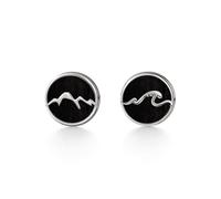 PERIMADE Pendientes de tuerca pequeños chapados en dios de 18 quilates para mujeres y hombres, hipoalergénicos, de plata de ley 925, ágata, montaña, olas de mar, no se deslustran, regalo de joyería