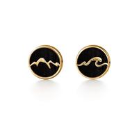 PERIMADE Pendientes de tuerca pequeños chapados en dios de 18 quilates para mujeres y hombres, hipoalergénicos, de plata de ley 925, ágata, montaña, olas de mar, no se deslustran, regalo de joyería