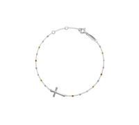 PERIMADE - Pulsera de cruz para mujer, diseño bohemio y colorido con abalorio de plata de ley 925 chapada en oro, joyería de moda, regalo de amistad para madre e hija, mejor amiga, Una talla, Plata de