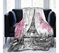 Perinsto Manta de forro polar decorativa de la Torre Eiffel de París, ultra suave, cálida para todas las estaciones, para cama, silla, coche, sofá, dormitorio, 80 x 60 pulgadas