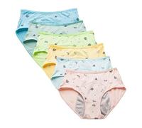 Period Pants Breathable Menstrual Cotton Briefs Teens Girls First Starter Kit Stretchy Knickers Cute Panty Comfortable Underwear Multicolor Pack Of 6 Multicolor L