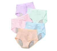 Period Pants For Teenage Girls Cotton Briefs Hipster Menstrual Knickers Breathable Postpartum Panty Heavy Flow Leak Proof Crotch Protective Sport Underwear Pack Of 5 Multicolor Xl