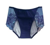 Period Pants Menstrual Briefs Heavy Flow Absorbent Leak Proof Crotch Extra Protection Hipster Lace Knickers Breathable Panty Comfy Underwear Blue L