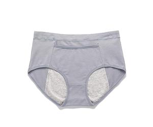 Period Pants Postpartum Briefs Cotton Menstrual Underwear Heavy Flow Extra Protection Absorbent Leak Proof Crotch Soft Knickers Breathable Panty Dark Gray XXL