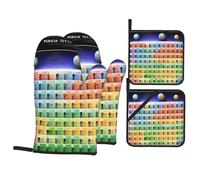 Periodic Table Of Elements Print - Juego de cocina de 4 piezas impermeables para horno, resistentes al calor