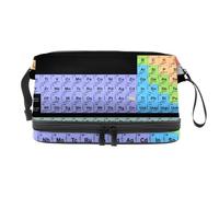 Periodic Table of The Elements - Bolsa de cosméticos de doble capa para mujeres y niñas, neceser de viaje para maquillaje, práctica bolsa organizadora con compartimento para brochas, multicolor,
