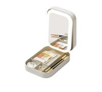 Periodicali Travel Makeup Mirror, Cosmetic Storage Box, Periodicali Travel Makeup Bag, Integrated Storage Box with Light-Filling Mirror, Foldable with LED Fill Light (White)