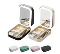 Periodicali Travel Makeup Mirror, Periodicali Travel Makeup Bag, Cosmetic Storage Box, LED Three-Color Adjustable Makeup Mirror (White+Black)