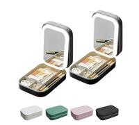 Periodicali Travel Makeup Mirror, Periodicali Travel Makeup Bag, Cosmetic Storage Box, LED Three-Color Adjustable Makeup Mirror (Black*2)
