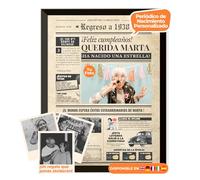 Periódico de cumpleaños 1938 - póster personalizado año nacimiento con foto, nombre y mensaje - regalo original para hombre o mujer 87 años - estilo vintage con marco opcional - recuerdo inolvidable