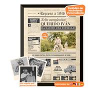 Periódico de cumpleaños 1946 - póster personalizado año nacimiento con foto, nombre y mensaje - regalo original para hombre o mujer 80 años - estilo vintage con marco opcional - recuerdo inolvidable