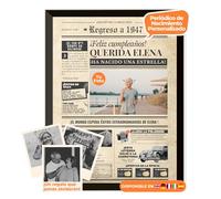 Periódico de cumpleaños 1947 - póster personalizado año nacimiento con foto, nombre y mensaje - regalo original para hombre o mujer 78 años - estilo vintage con marco opcional - recuerdo inolvidable
