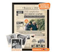 Periódico de cumpleaños 1948 - póster personalizado año nacimiento con foto, nombre y mensaje - regalo original para hombre o mujer 77 años - estilo vintage con marco opcional - recuerdo inolvidable