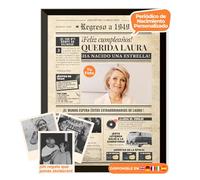 Periódico de cumpleaños 1949 - póster personalizado año nacimiento con foto, nombre y mensaje - regalo original para hombre o mujer 77 años - estilo vintage con marco opcional - recuerdo inolvidable