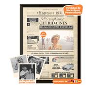 Periódico de cumpleaños 1951 - póster personalizado año nacimiento con foto, nombre y mensaje - regalo original para hombre o mujer 74 años - estilo vintage con marco opcional - recuerdo inolvidable