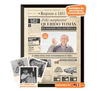 Periódico de cumpleaños 1952 - póster personalizado año nacimiento con foto, nombre y mensaje - regalo original para hombre o mujer 73 años - estilo vintage con marco opcional - recuerdo inolvidable